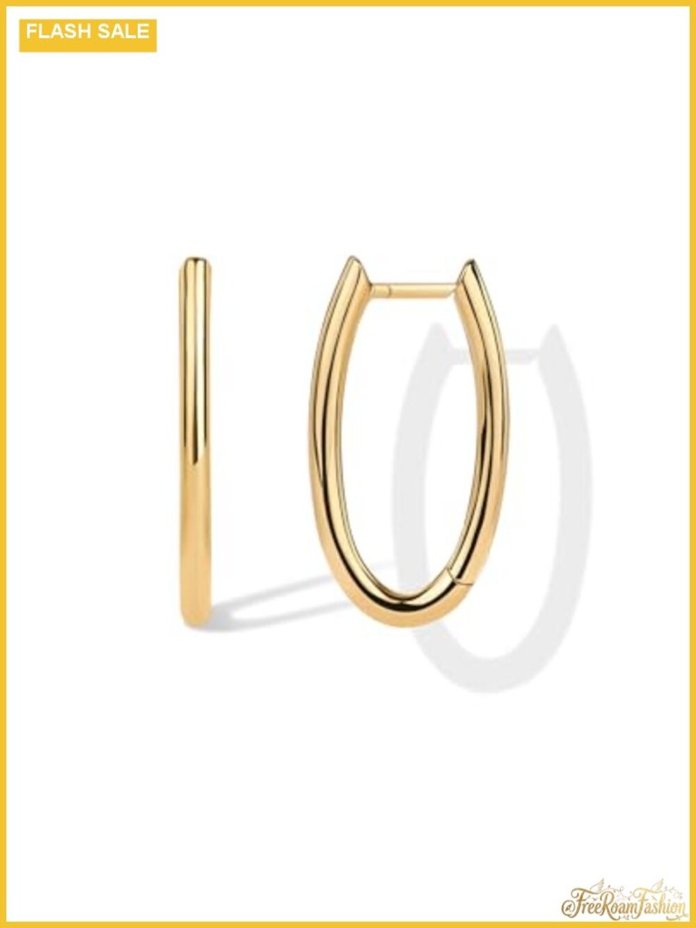 14K Gold Plated Oval Hoop Earrings for Women Hypoallergenic Geometric Huggies